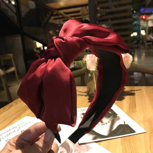 High quality women hairband Silk Chiffon big bow headband version of the wide-brimmed Non-slip for Lady Girl hair accessories