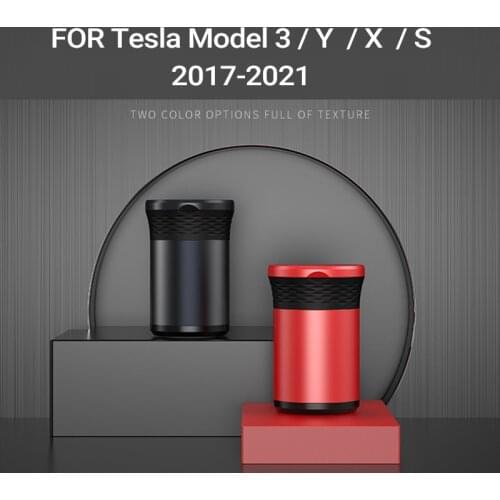 Model Y Car Cigarette Smoke Holder For Tesla Model 3 2021 Accessories LED Blue Light Model S Model X Ashtray Decoration