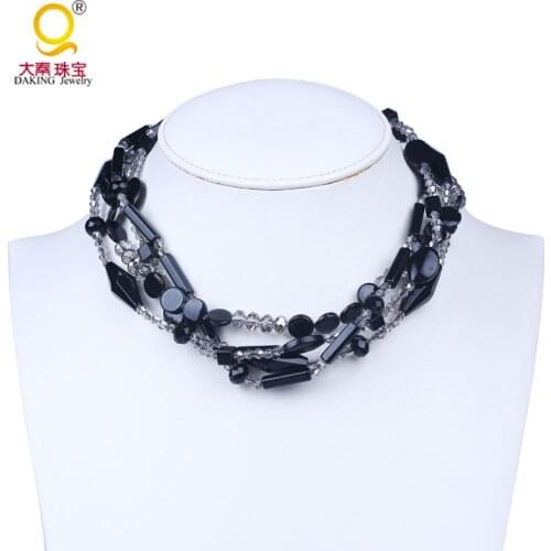 Oblate oval rectangle Fashion cube stone beads necklace crystal shell elements mixed necklace magnetic clasp jewelry