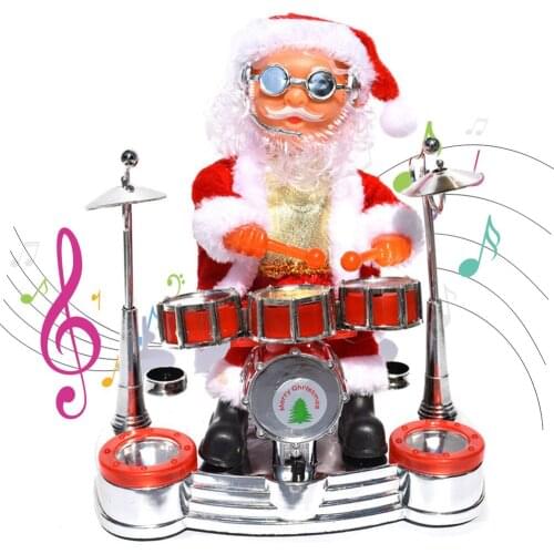 Christmas Electric Music Santa Claus Doll Ornament Playing Piano Saxophone Guitar Drum Ornament New Year Kids Christmas Gift