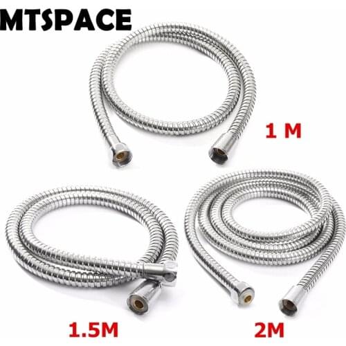 MTSPACE High Quality 1m/1.5m/ 2m G1/2 Inch Flexible Shower Hose Stainless Steel Chrome Bathroom Water Head Shower Head Pipe Tool