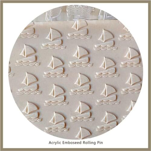 2021 New Product "Take You Around the World" Sailboat Pattern non stick 3D Embossed Rolling Pin