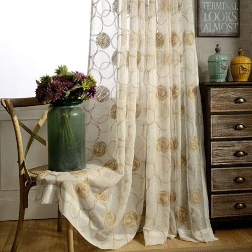 Circle Fabric Modern Simple European-Style Curtain Embroidered Window Curtain Living Room Bedroom Morden Tulle Fashion Voile