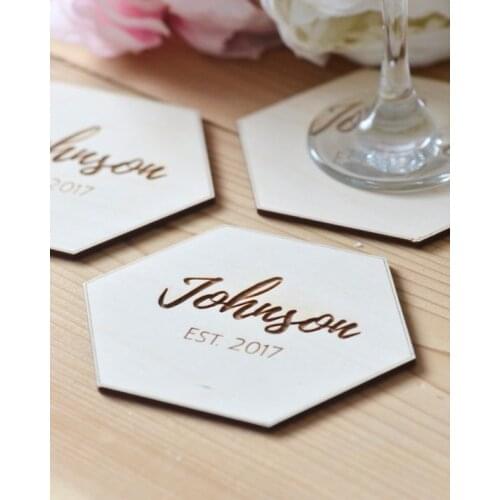 Laser Cut Wedding Wooden hexagon Ornaments.Unfinished Wood Tags,Rustic geometric Ornaments,Wood Coasters Cup Mat Placemats