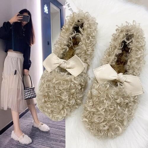 New Cute 2020 Indoor Home Slippers Warm Soft Plush Slippers Non-slip Indoor Fur Slippers Solid Color Cute Women Shoes