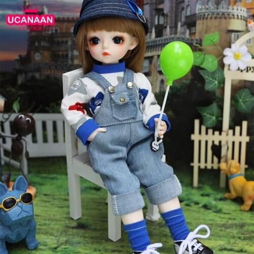 UCanaan 30CM BJD Dolls 1/6 Handmade 18 Ball Joints Doll With Full Outfits Clothes Shoes Wig Makeup Dolls For Girls Collection