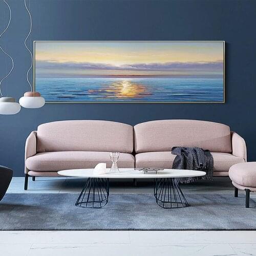 High Quality Handpainted Abstract Landscape Sunrise Seascape Oil Painting On Canvas Handmade Beautiful Home Decoration Wall Arts