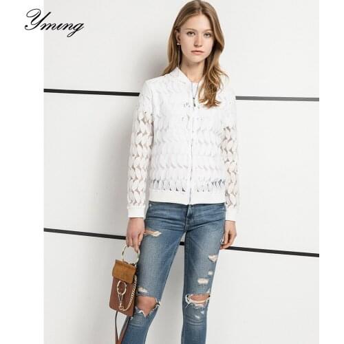 YMING Womens Spring and Summer Round Neck Long Sleeve Jacket Slim Lace Short Jacket Fashion Casual Friends Party