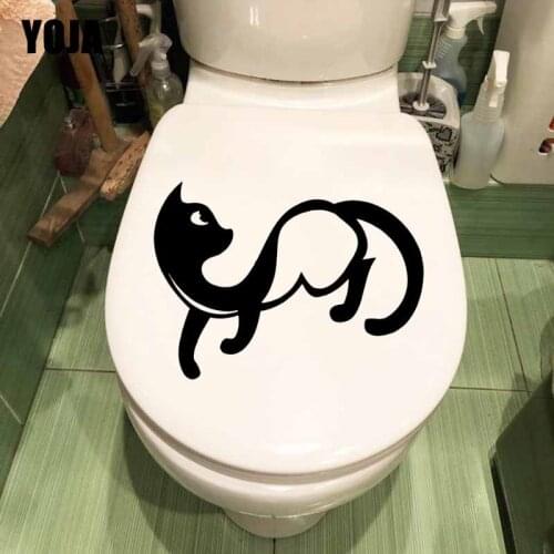 YOJA 23.7X17.8CM Wall Stickers Cute Cat Animal Pet Home Bedroom Decor Toilet Decal T5-0093