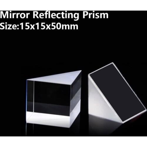 Mirror Reflecting prism Isosceles right angle optical glass visual angle Detection prism Reflecting slope 90° 15x15x50mm