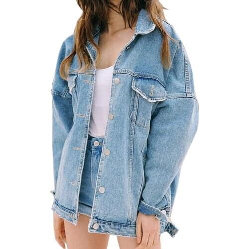 Harajuku Jacket Women Bomber Jacket Loose Bf Style Coat Baseball Outwear Hip Hop Blue Denim Windbreaker Mori Girl Korean Clothes