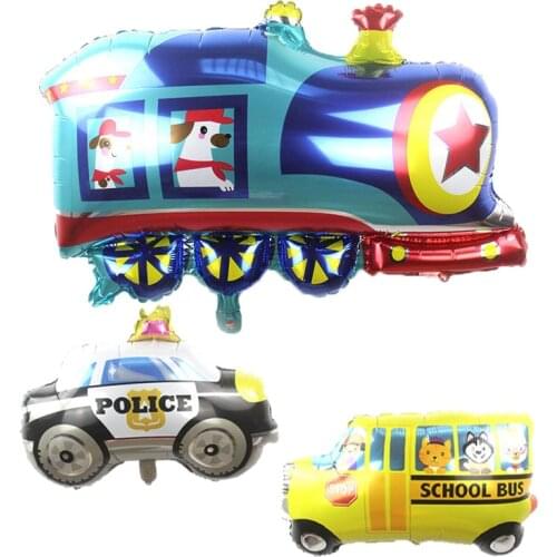 1pc Cartoon 3D cute Car school bus Foil Balloon Train tank globos Happy Birthday Party Decor Supplies kids toys air balloons
