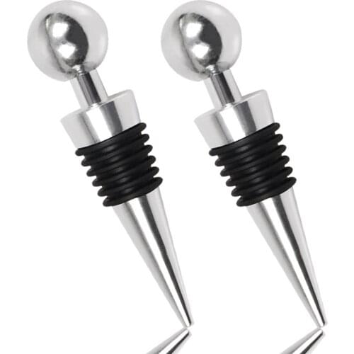 2Pcs Stainless Steel Wine Stopper Vacuum Sealed Beer Beverage Stoppers Cork for Bottle Cap Storage Twist Plug Kitchen Bar Tool