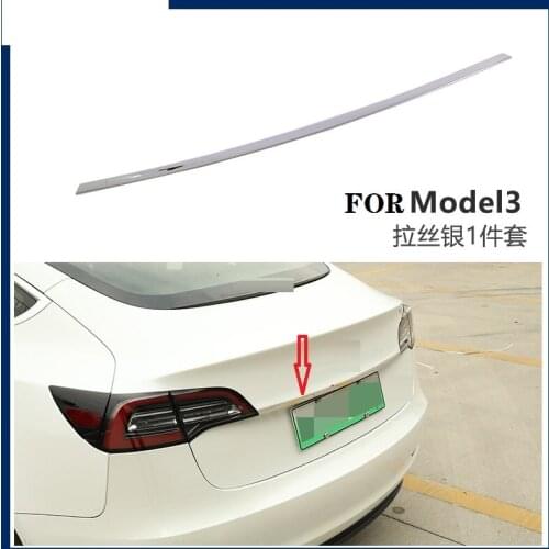 Auto Accessory Rear Tail Trunk Door Lid & Upper Tailgate Overlay Strip Cover Trim Bright Silver Fit For Tesla model 3 Model3