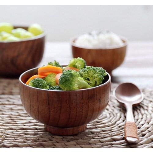 Japanese Style Wooden Bowl Fruit Salad Noodle Rice Bowl Natural Wood Bowl Handicraft Decoration Natural Wood Tableware