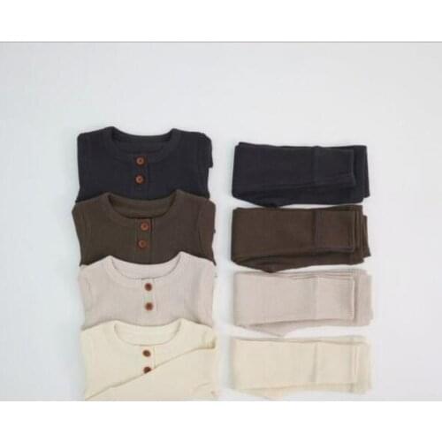 2021 New Girls Boys 2 Pcs Set T Shirt+Long Pants Cotton Autumn Fashion Kids Pajama Suits 1-6 years XY360