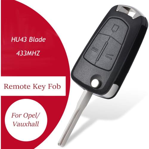 KEYECU ASK 433MHz PCF7946 Chip Flip 3 Buttons Remote Key Fob for Vauxhall / Opel Vectra C,Signum 2003-2005 2006 2007 HU43 Blade