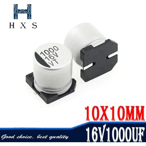 10 piezas Condensador electrolítico de 16v1000uf 10*10mm condensador electrolítico de aluminio SMD 1000 uf 16 v