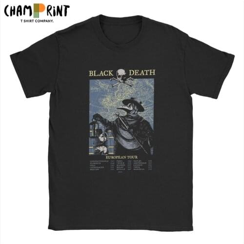Plague Doctor T-Shirts Men European Black Death Tour Awesome Cotton Tees Round Collar Short Sleeve T Shirts Printing Clothes
