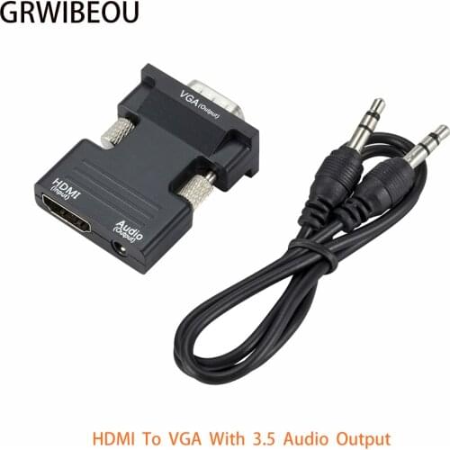 HDMI To VGA Converter HDMI Female To VGA Male With 3.5 Audio Output Adapter Digital To Analog HD 1080P For PC Laptop Tablet