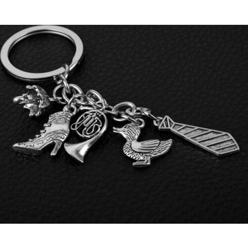 Movie Jewelry HIMYM Key Rings How I Met Your Mother Yellow Umbrella French Horn Keychain