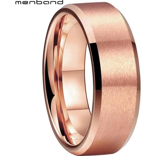 8mm Rose Gold Tungsten Carbide Matte Polished Finish Wedding Engagement Band Ring For Men Women Couples Gift