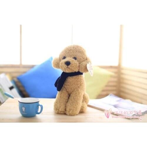 Squatting scarf dog plush toy about 30cm light brown puppy toy Christmas gift h819