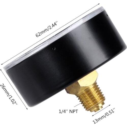 0-6 Bar Pressure Gauge Water Gas Air Pressure Compressor 1/4'' NPT Back Mount