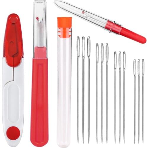 Dailylike 15pcs Hand Sewing Tools Set Seam Ripper&Large Eye Needles&&Trimming Scissors&Sewing Pins For Embroidery And Quilting