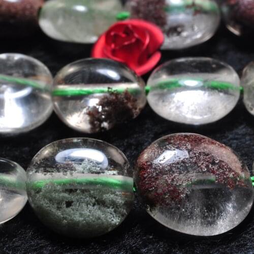 Natural Green Phantom Quartz Smooth Pebble Chips Loose Beads Wholesale Gemstone Semi Precious Stone Bracelet For Jewelry Making