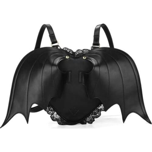 New Lovely Black Bat Wings Angel School Backpack For Women Teenage Girl Backpack Ladies Mochila Feminina Devil Punk Stylish