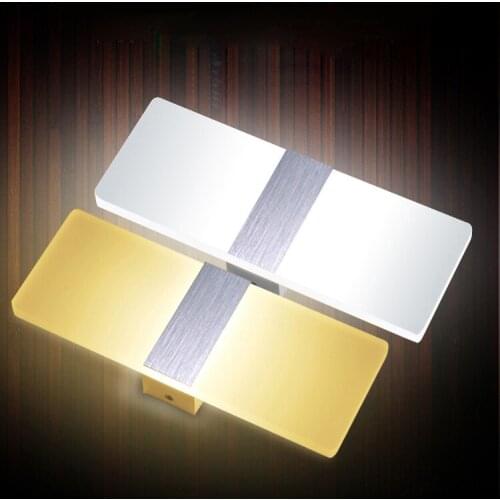 Dimmable/Not 6W LED Wall Sconce Lamp Acrylic Night Light Fixture SMD 5730 Brushed Gold/Silver/Black Living Room Hotel Rectangle