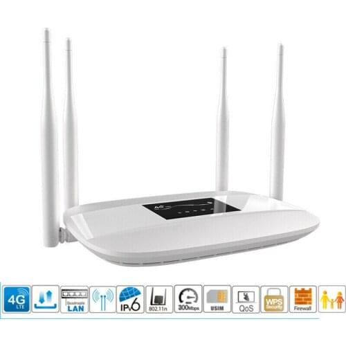 Unlocked 300Mbps 4G LTE Wifi Router CPE Mobile Support SIM Card RJ-45 LAN Port