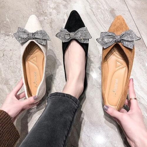 Luxury Womens Flat Shoes Cover Heel Shallow Women Bow Flats Shoes Candy Color Slip On Flat Shoes Ballet Flats Ladies 2020 W33-40