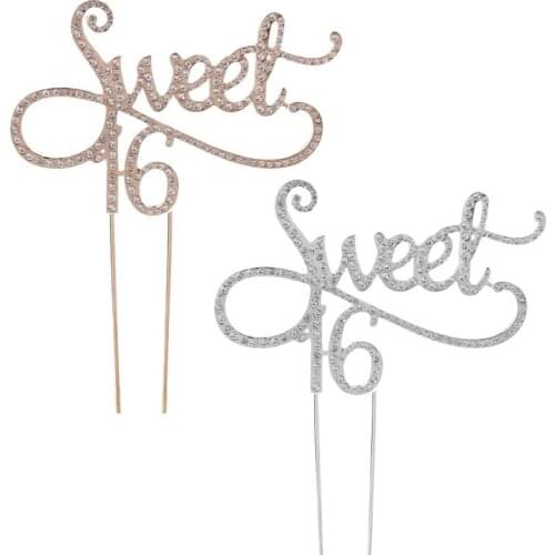 Sweet 16 Cake Topper 16th Birthday Party Themes With Rhinestone Decoration Anniversary Supplies