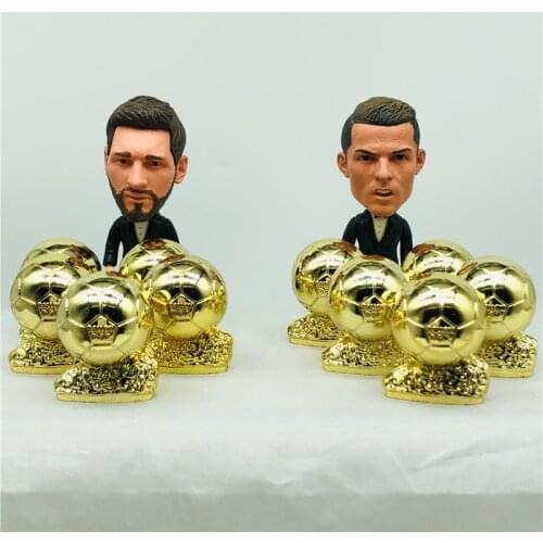 Soccerwe 3cm Height Soccer Doll Metal Trophy Set Cartoon Figures Golden Color Football Best Player