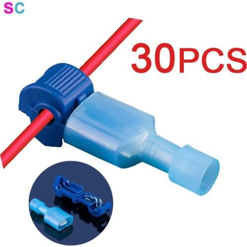 Wire Connector 30pcs T-Tap Self-Stripping Quick Splice Electrical Terminals Male Female Fast Connect Cable Retractable Joints
