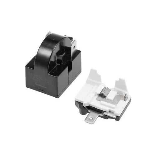 Refrigerator PTC Starter Relay 15 Ohm 2 Pin +Compressor Overload Protector 1/6HP