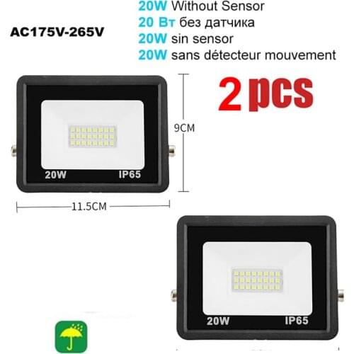 2 pcs 220V 10-100W LED FloodLight Spotlight Exterior Street wall reflector Garden Light LED PIR Motion Sensor Lamp Waterproof Li