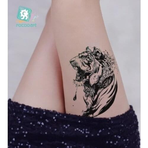 Rocooart Large Tigers Tattoo Big Fake Tattoo Men Taty Wolf Lion Tatouage Body Art Temporary Tattoo Stickers For Women Tatuajes