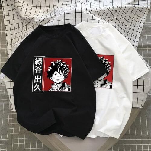My Hero Academia Anime Print Fun Tops Casual Summer Harajuku Loose Cute women Japan boku no hero Midoriya Izuku Cartoon T-shirt