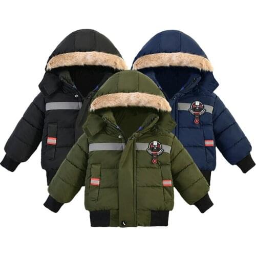 Baby Boys Winter Cotton Jacket Hooded Outerwear For Children Snowsuit Coat Kids Letter Keep Warm Clothing 2-4 Years New 2021