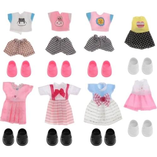 16cm Girl Doll Clothes Shoes Doll Party Garments Clothing Kids Gifts Accs