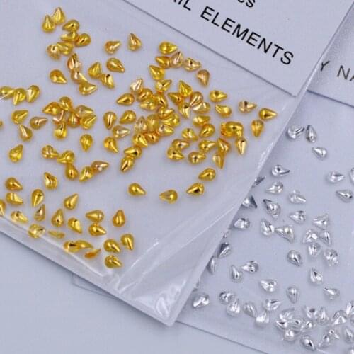 2 packs Mixed gold silver 3d metal drop shape nail art decorations rhinestones studs nails accessoires suplies tool