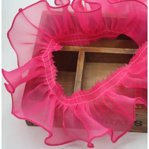 30Yards/Lot DIY Multicolor Organza Ruffle Lace Fungus Pleated Lace Trim Hear Accessories Width 8cm Wedding Dress Sew Accessories