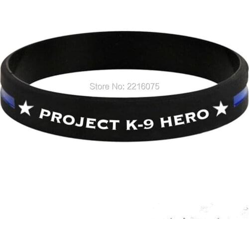 300pcs Project K9 Hero Thin Blue Line Signature wristband silicone bracelets free shipping by DHL A