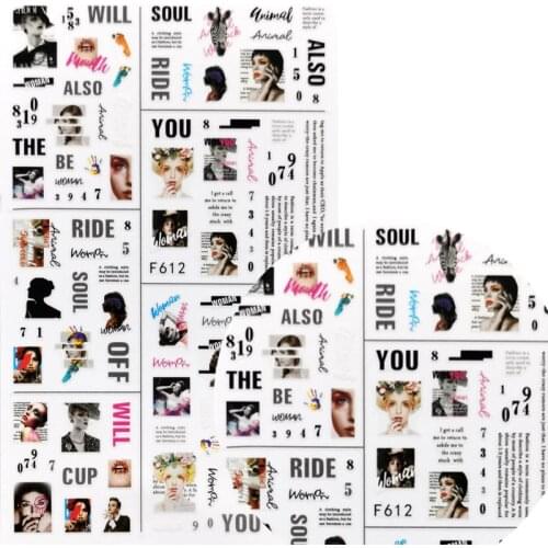 3D Nail Sticker Decals Cute Girl Woman Face Grass Nail Art Decorations Stickers Sliders Manicure Accessories Nails Decorations