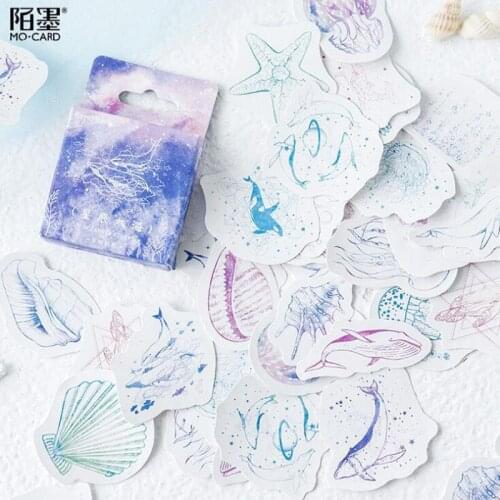 45Pcs/box Cute stickers Label Kawaii Diary Handmade Adhesive Paper Flake Japan Sticker Scrapbooking Stationery Star sea stickers