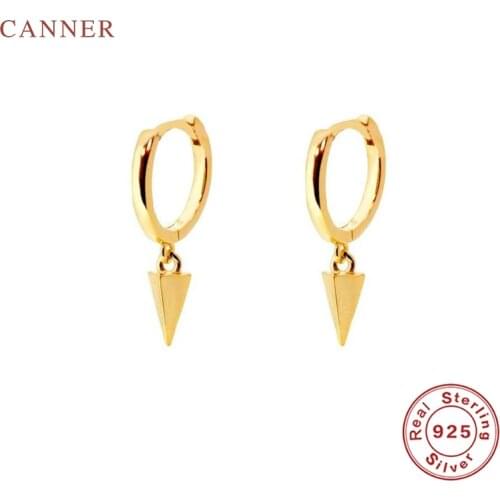 CANNER Geometric Quadrilateral Cone Earrings For Women 100% Real 925 Sterling Silver Earrings Hoops Fine Jewelry Pendientes