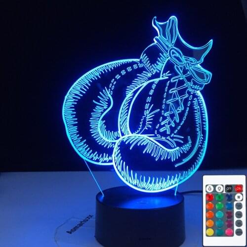 Boxing Gloves 3D-4144 Lamp Touch Remote Control 3D Visual Nightlight 3AA Batterie Powerbank USB LED Light Best Type